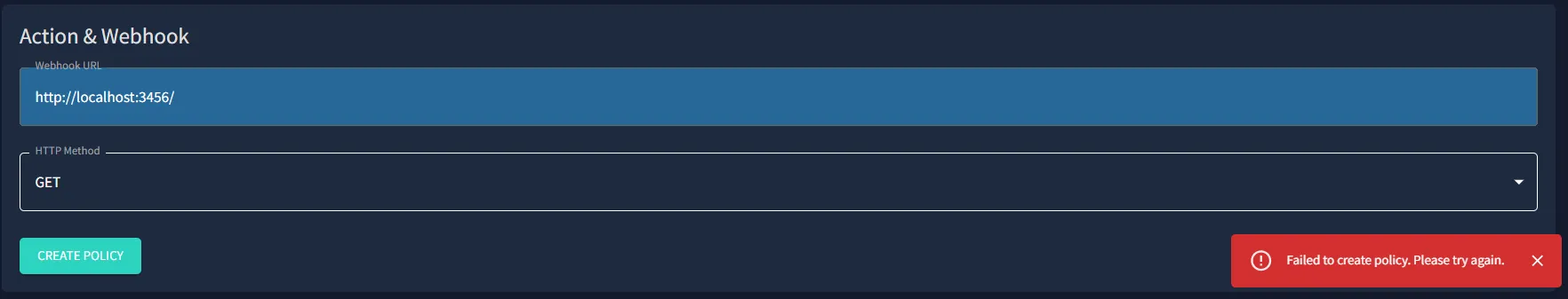 Create Policy Error