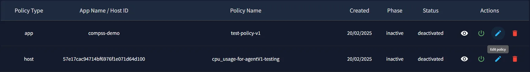 Edit Policy Button