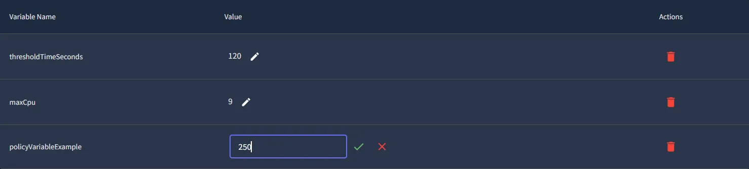 Edit Policy Page - Editing Mode