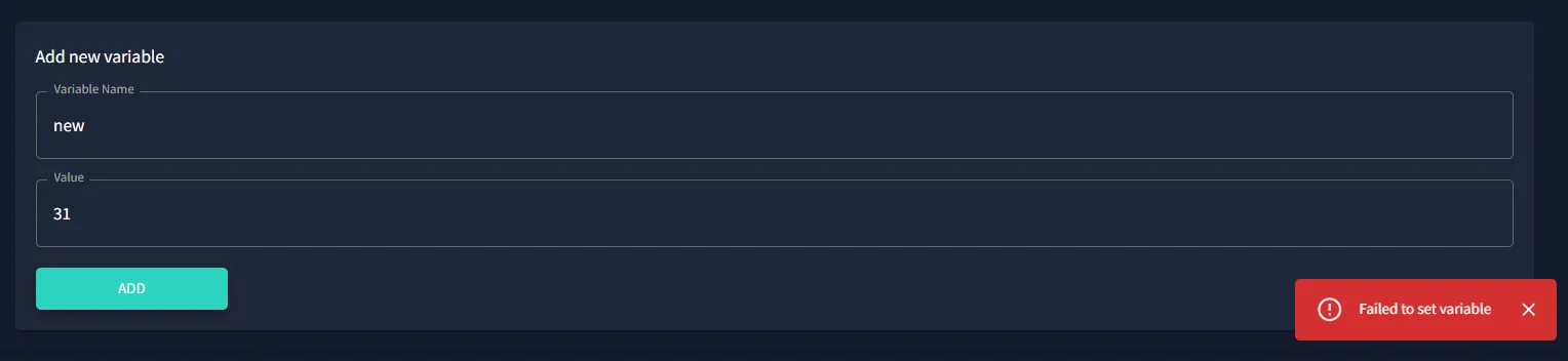 Variable Set Error